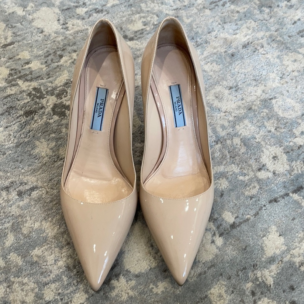 Prada Patent Leather Nude Pumps